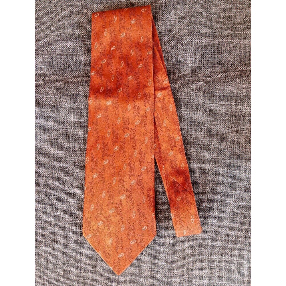 Tie 70s 80s 90s Y2K Mens Joseph Abboud Silk Rust Orange Brown 4 Wide 57 Long